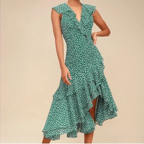 Women's C/meo Collective Be About You Ruffle Midi Dress, Size Small - Green